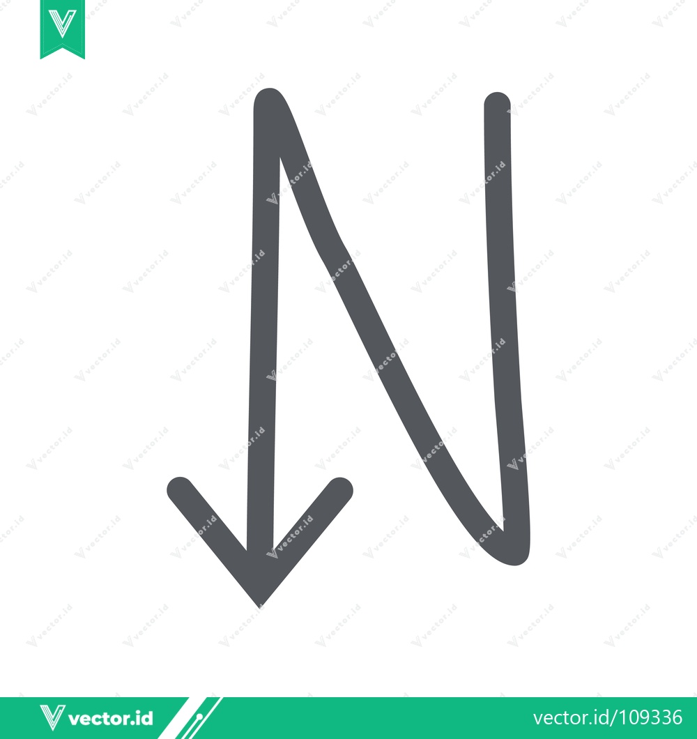 Premium Vector dari Hand drawn arrow pointing downwards with a zigzag shape