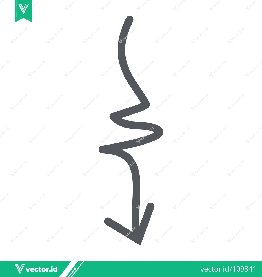 Premium Vector dari Hand drawn arrow pointing down with a zigzag in the middle