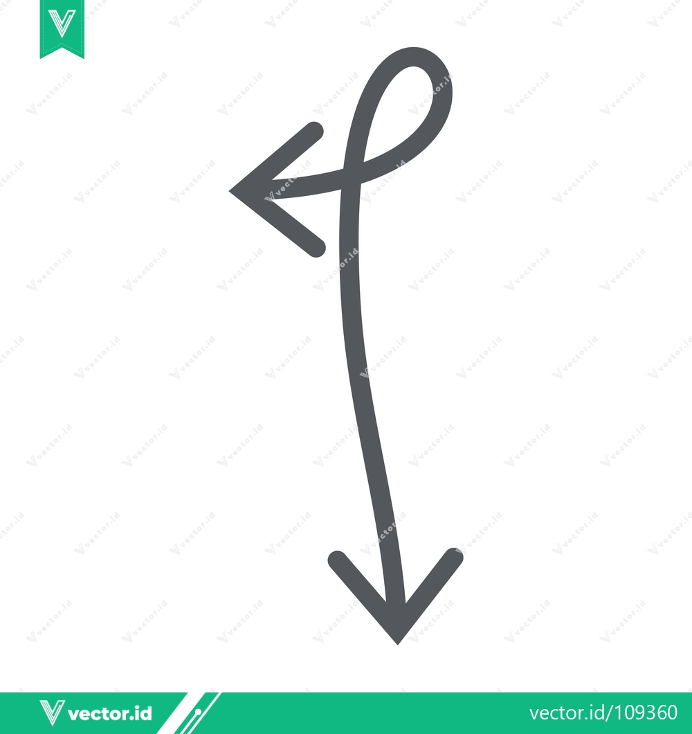 Premium Vector dari Hand Drawn Arrow with Loop and Downward Direction