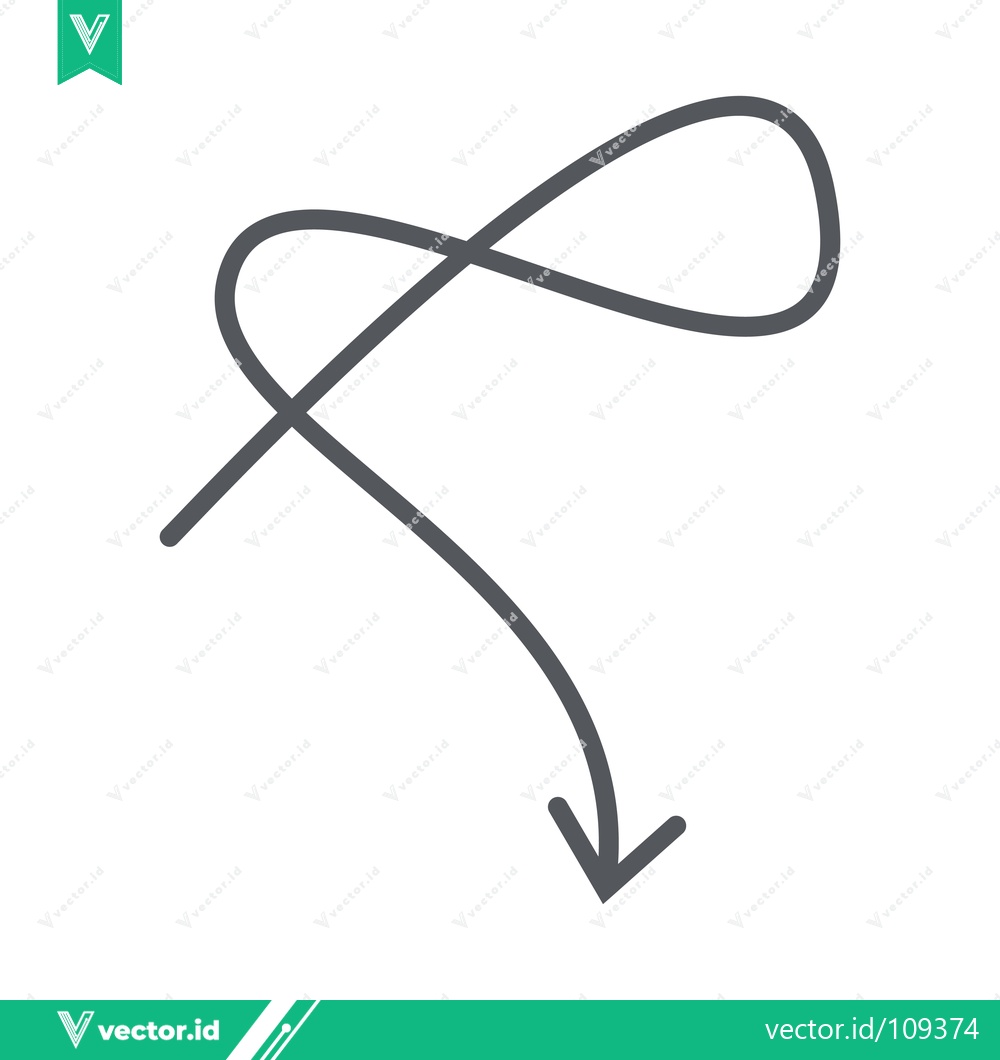 Premium Vector of Hand Drawn Arrow Symbol with a Loop and Downward Direction