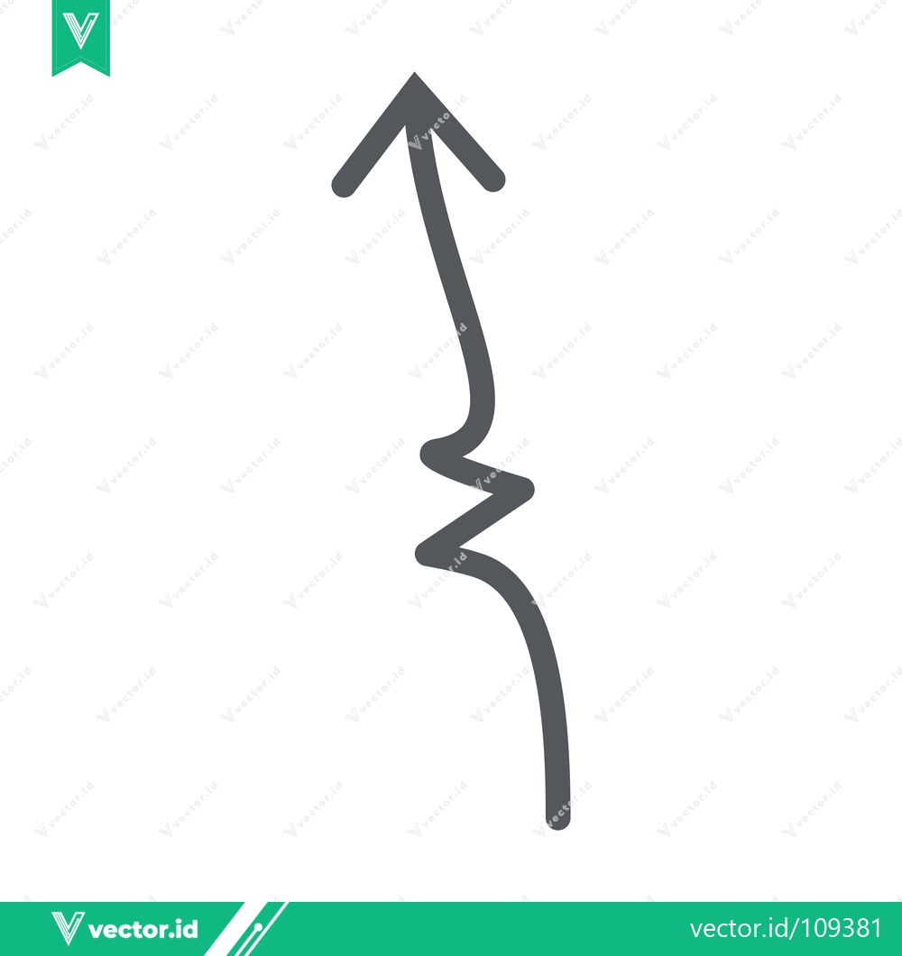 Premium Vector of Abstract Wavy Arrow Pointing Upwards with Zigzag in the Middle