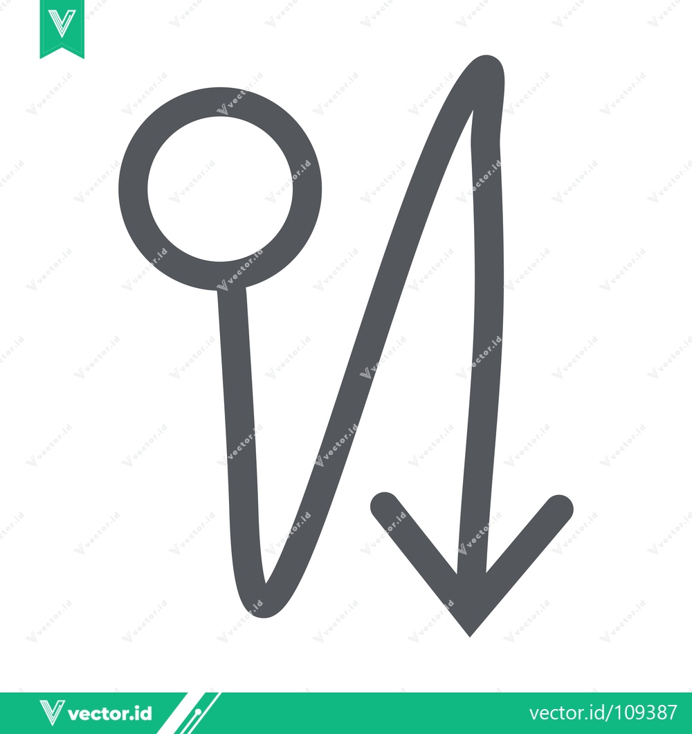 Premium Vector of Simple Arrow Icon with Circle and Downward Trend