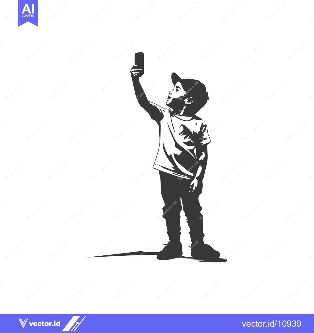 Premium Vector dari A Boy Taking a Selfie with a Smartphone