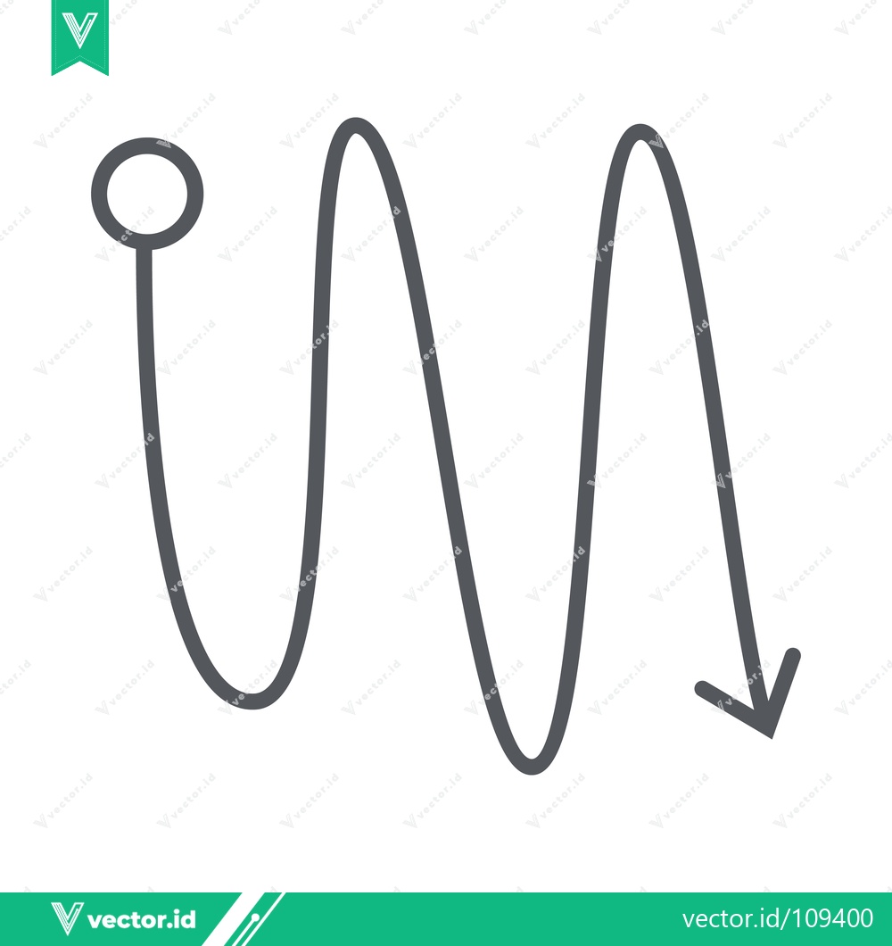 Premium Vector dari A Simple Wavy Line with a Circle and Arrow