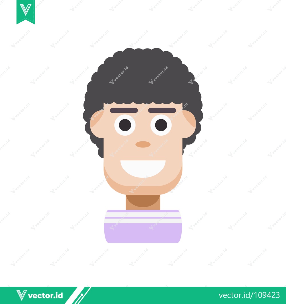 Premium Vector dari Flat Design Character Portrait with Curly Hair and Striped Shirt