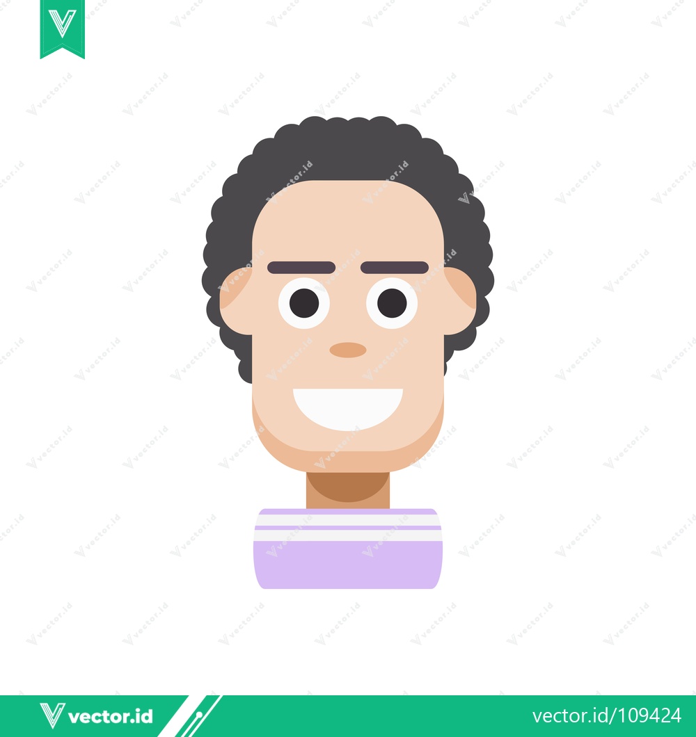 Premium Vector dari Flat Design Avatar of a Smiling Man with Curly Hair