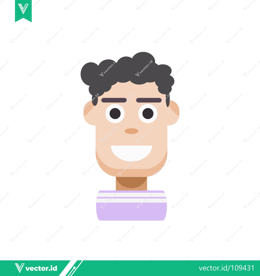Premium Vector dari Flat Design Avatar of a Young Man with Curly Hair