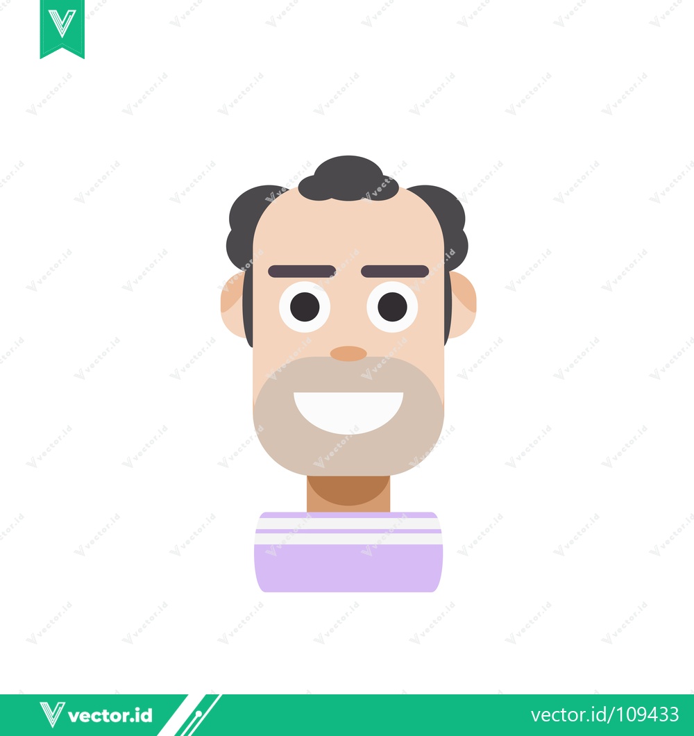 Premium Vector dari Flat Design Character Illustration of a Smiling Bald Man
