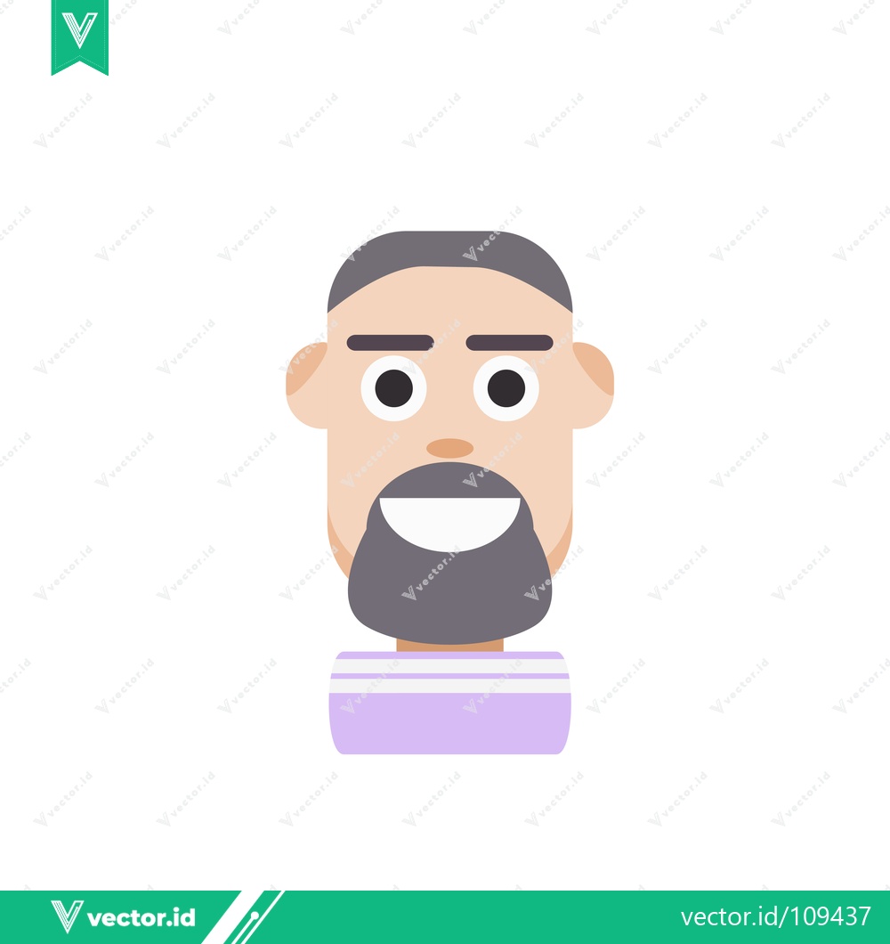Premium Vector of Minimalist Flat Design Avatar of a Bearded Man