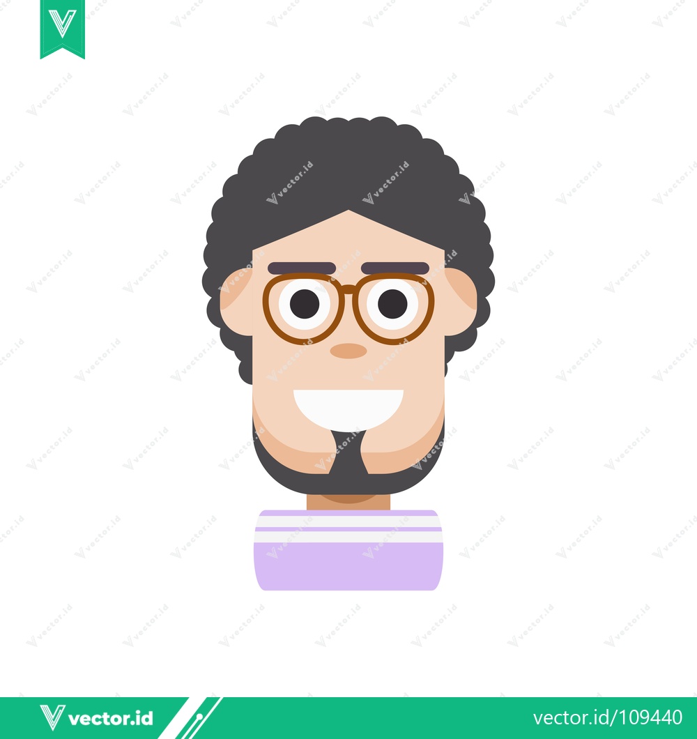 Premium Vector dari Flat Design Avatar of a Man with Glasses and Beard