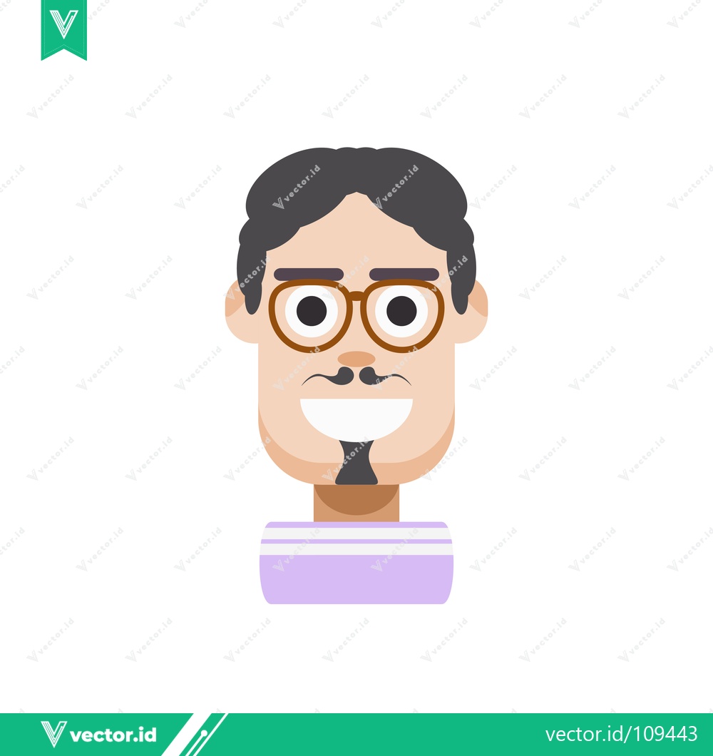 Premium Vector dari Flat Design Avatar of a Man with Glasses and Mustache