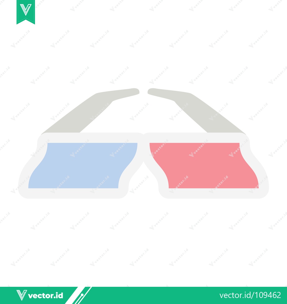 Premium Vector dari Simple 3D Glasses Icon with Red and Blue Lenses