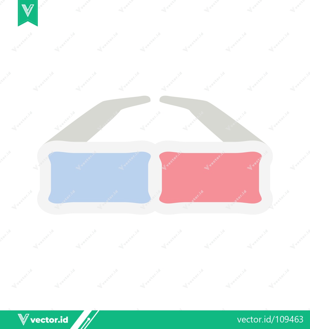 Premium Vector of Anaglyph 3D Glasses Icon with Red and Blue Lenses