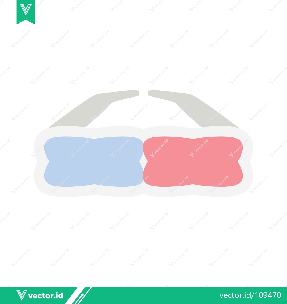 Premium Vector of Simple 3D Glasses Icon with Red and Blue Lenses