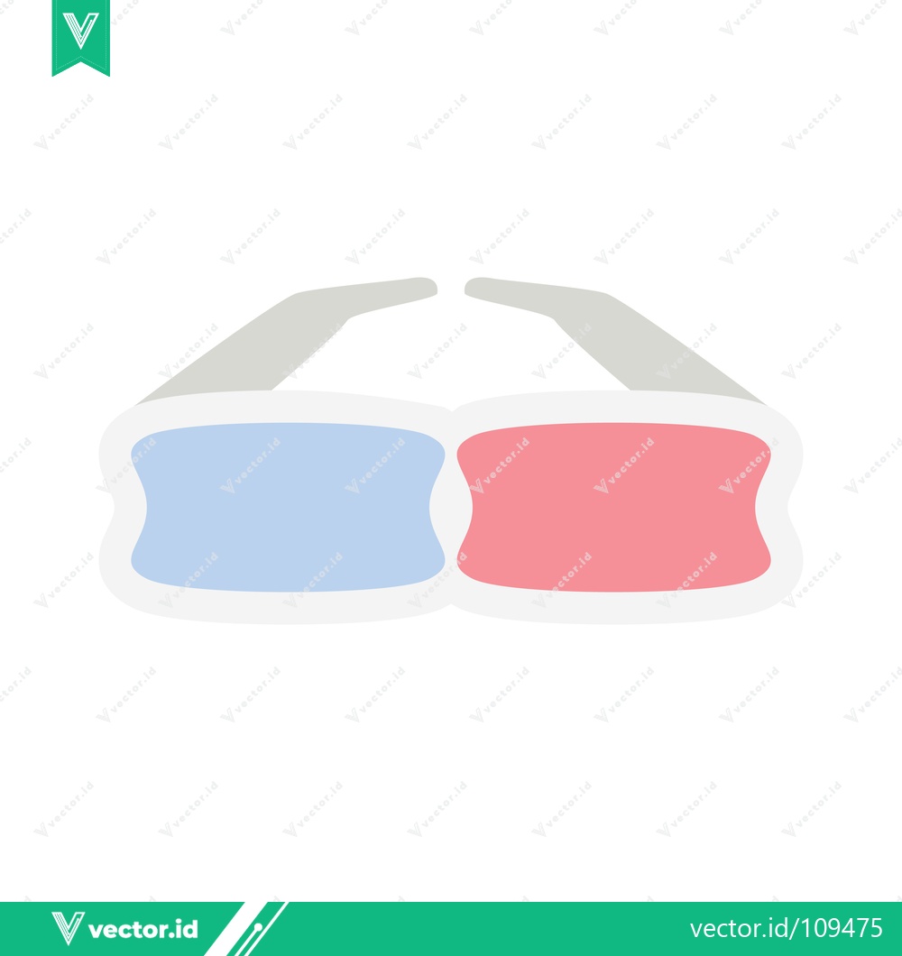 Premium Vector of Simple 3D Glasses Icon with Red and Blue Lenses