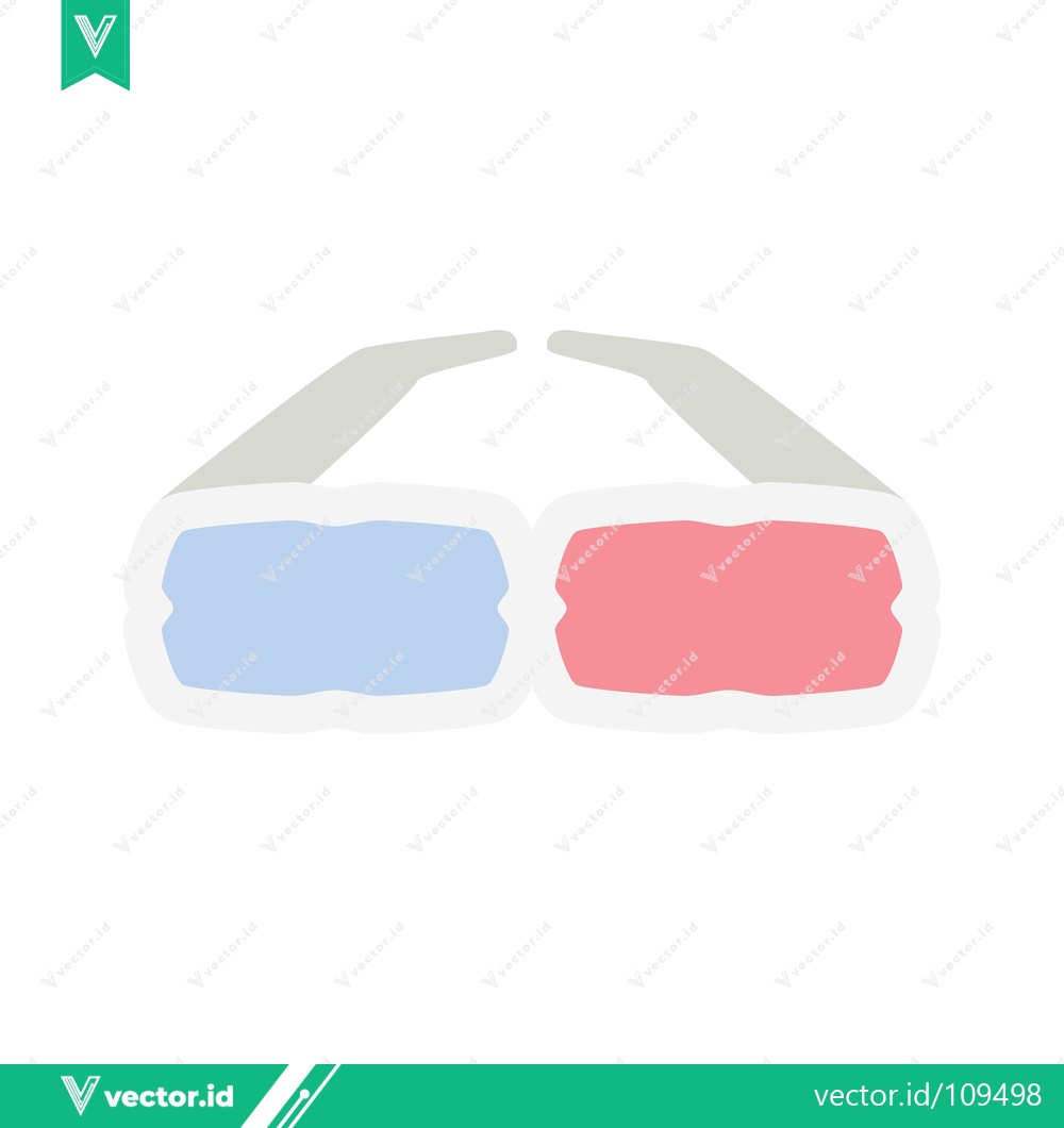 Premium Vector of Simple 3D Glasses Icon with Red and Blue Lenses