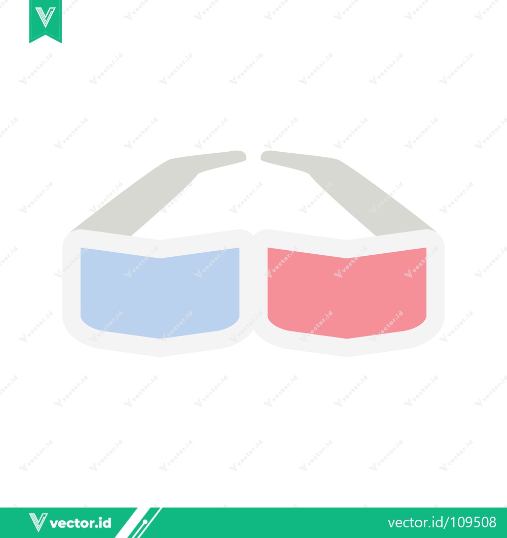 Premium Vector of Retro 3D Glasses Icon Simple Flat Design