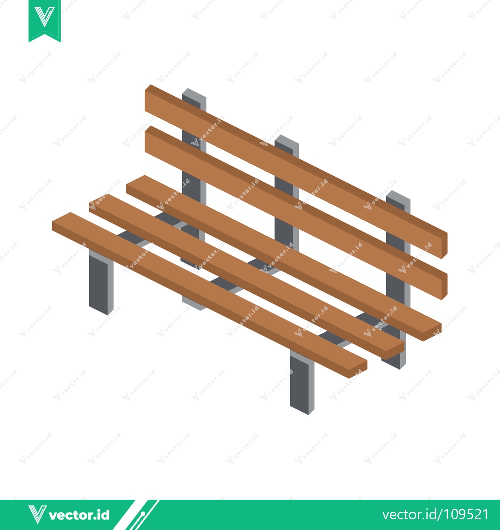Premium Vector of Isometric Wooden Park Bench with Metal Supports