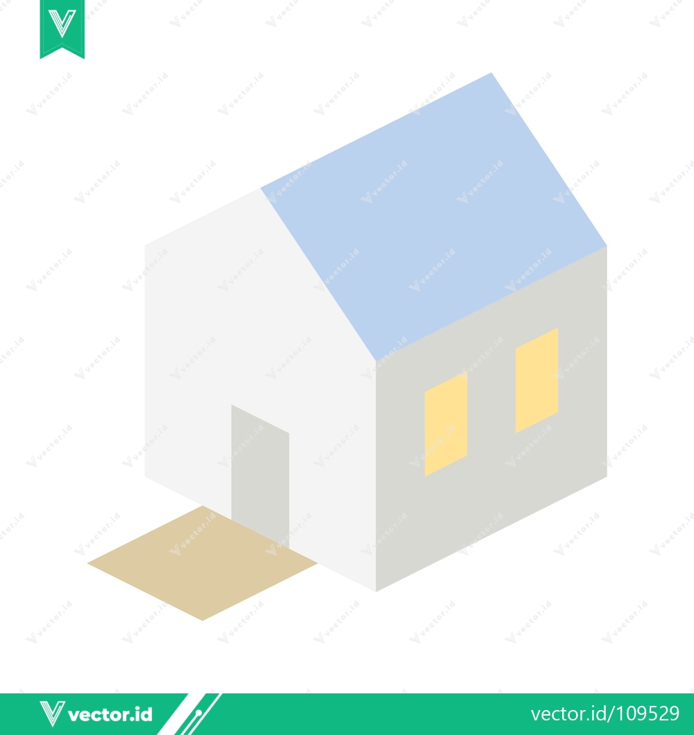 Premium Vector dari Minimalist Isometric House Illustration with Light Blue Roof