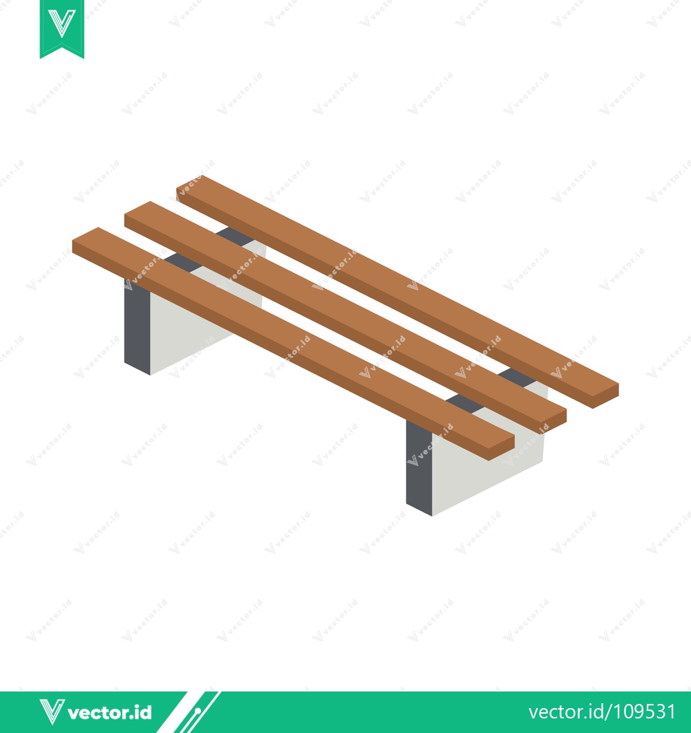 Premium Vector dari Isometric Wooden Bench with Metal Legs