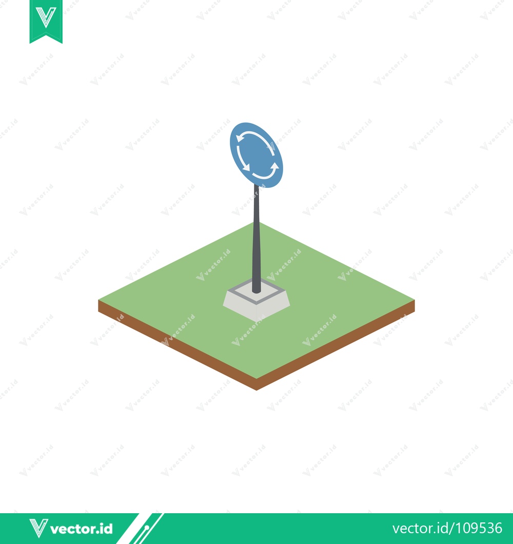 Premium Vector dari Isometric 3D Rendering of a Circular Signpost on a Green Square