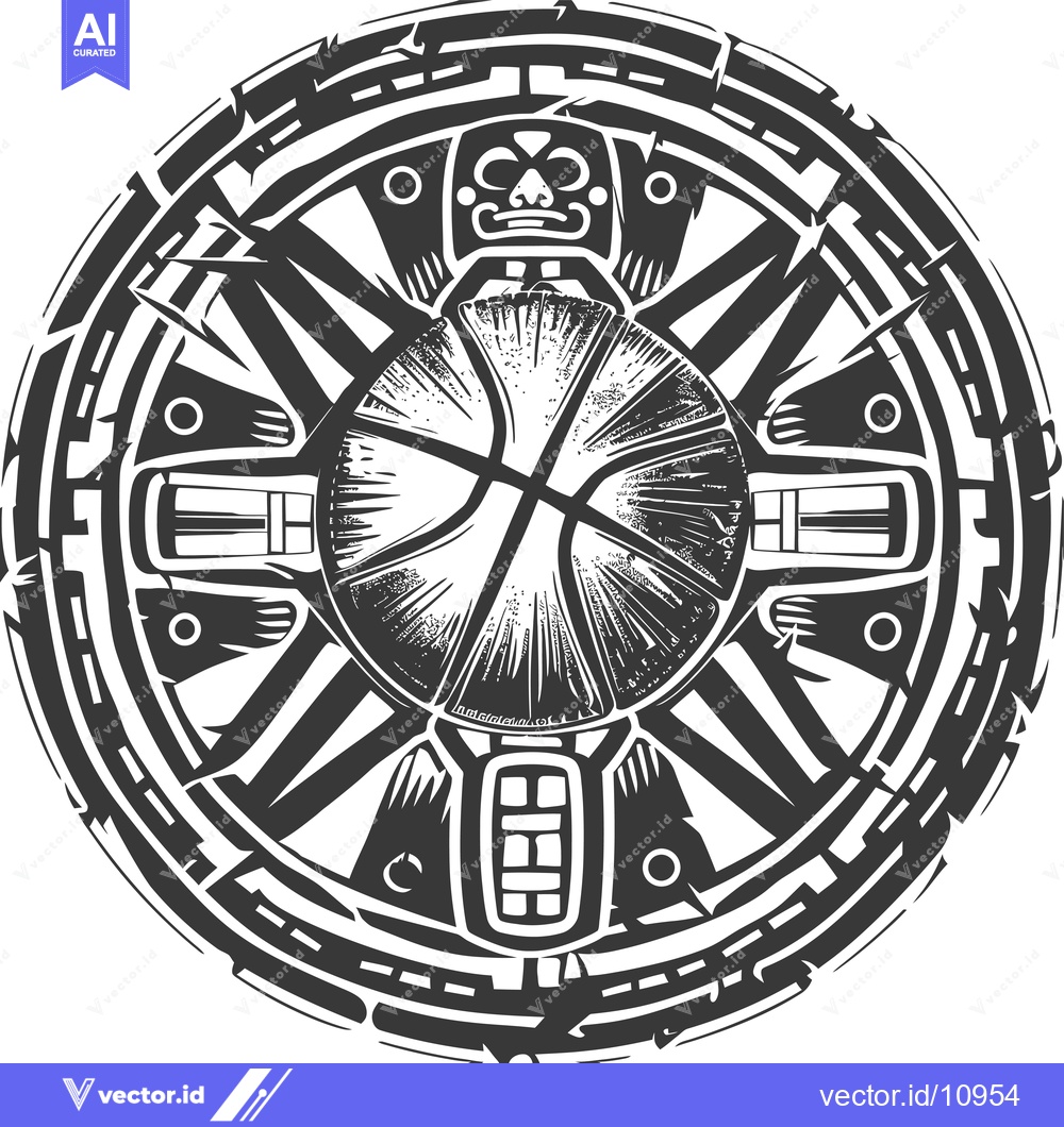 Premium Vector dari Abstract Aztec-Inspired Design Featuring a Basketball