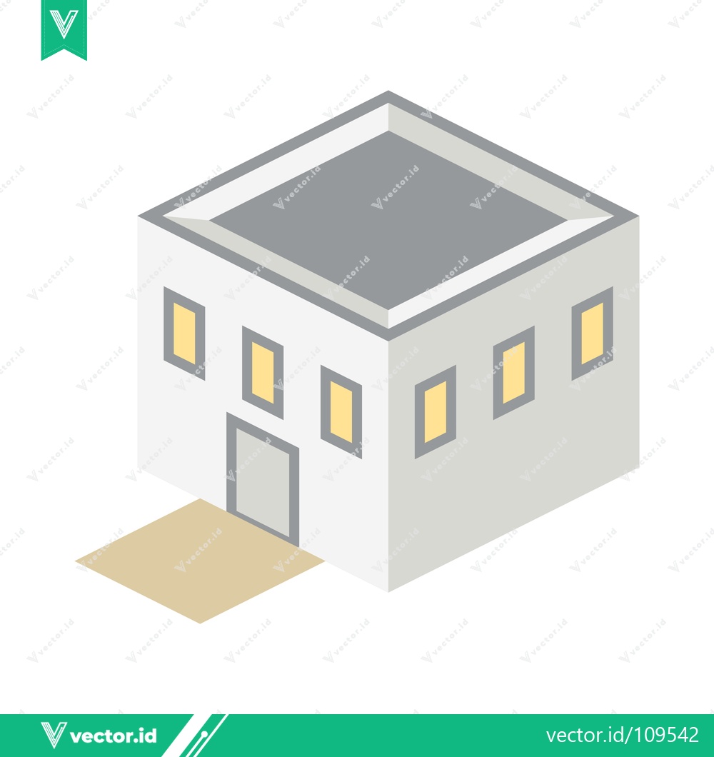 Premium Vector dari Isometric Building Facade with Windows and Entrance