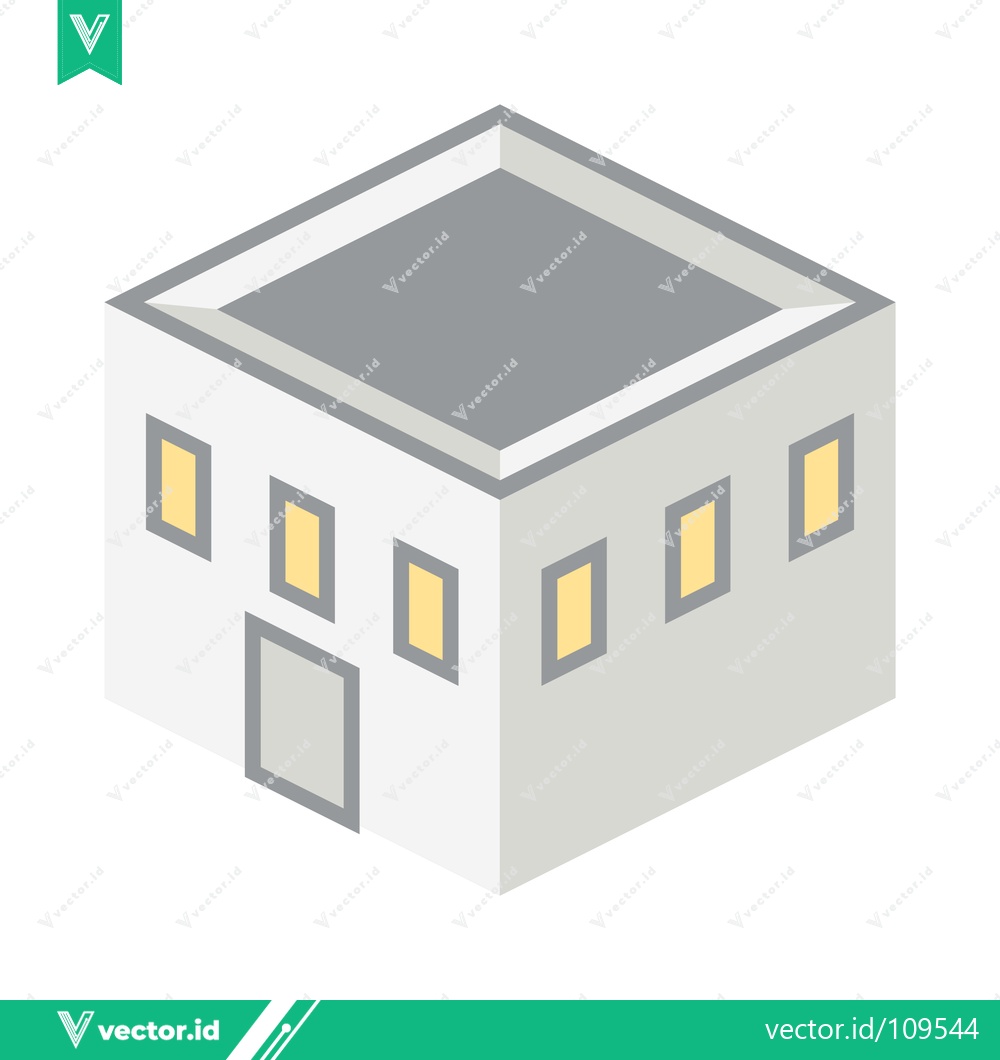 Premium Vector of Isometric Building with Windows and Door