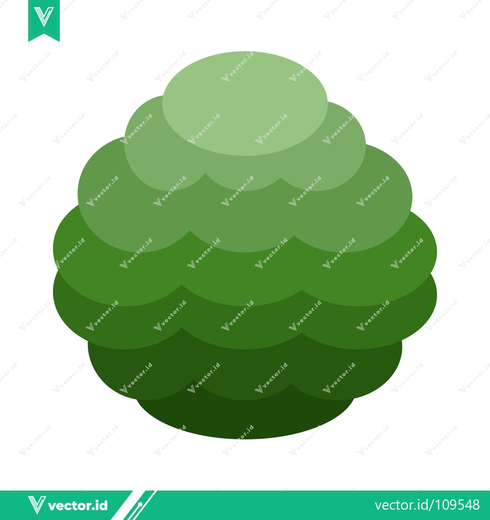 Premium Vector of Stylized Green Bush Icon with Layered Leaves
