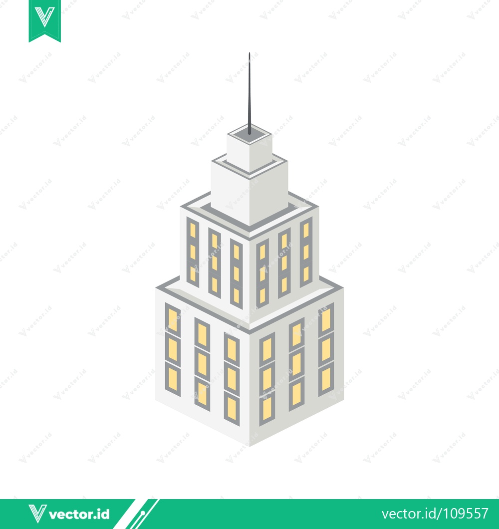Premium Vector dari Isometric White Skyscraper Building with Yellow Windows