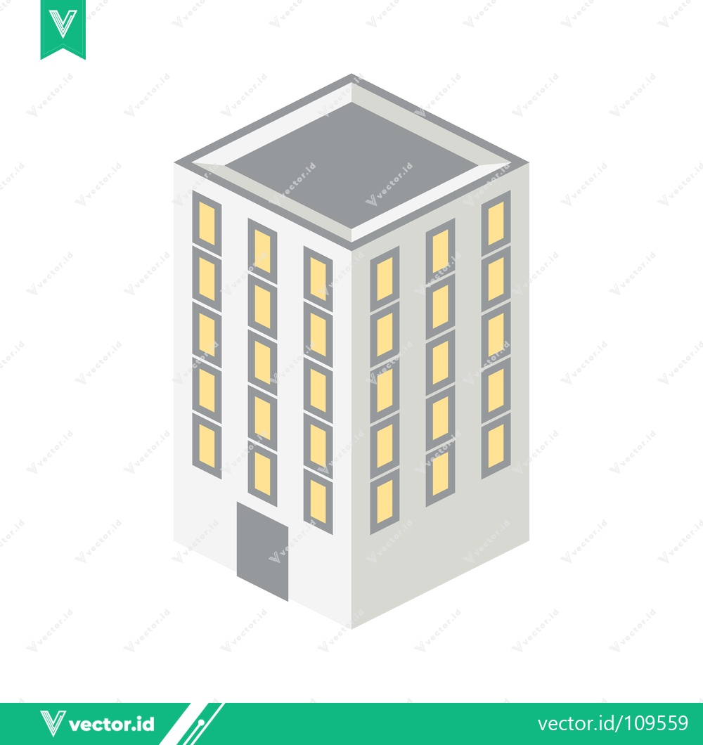 Premium Vector of Isometric Building Illustration with Glowing Windows