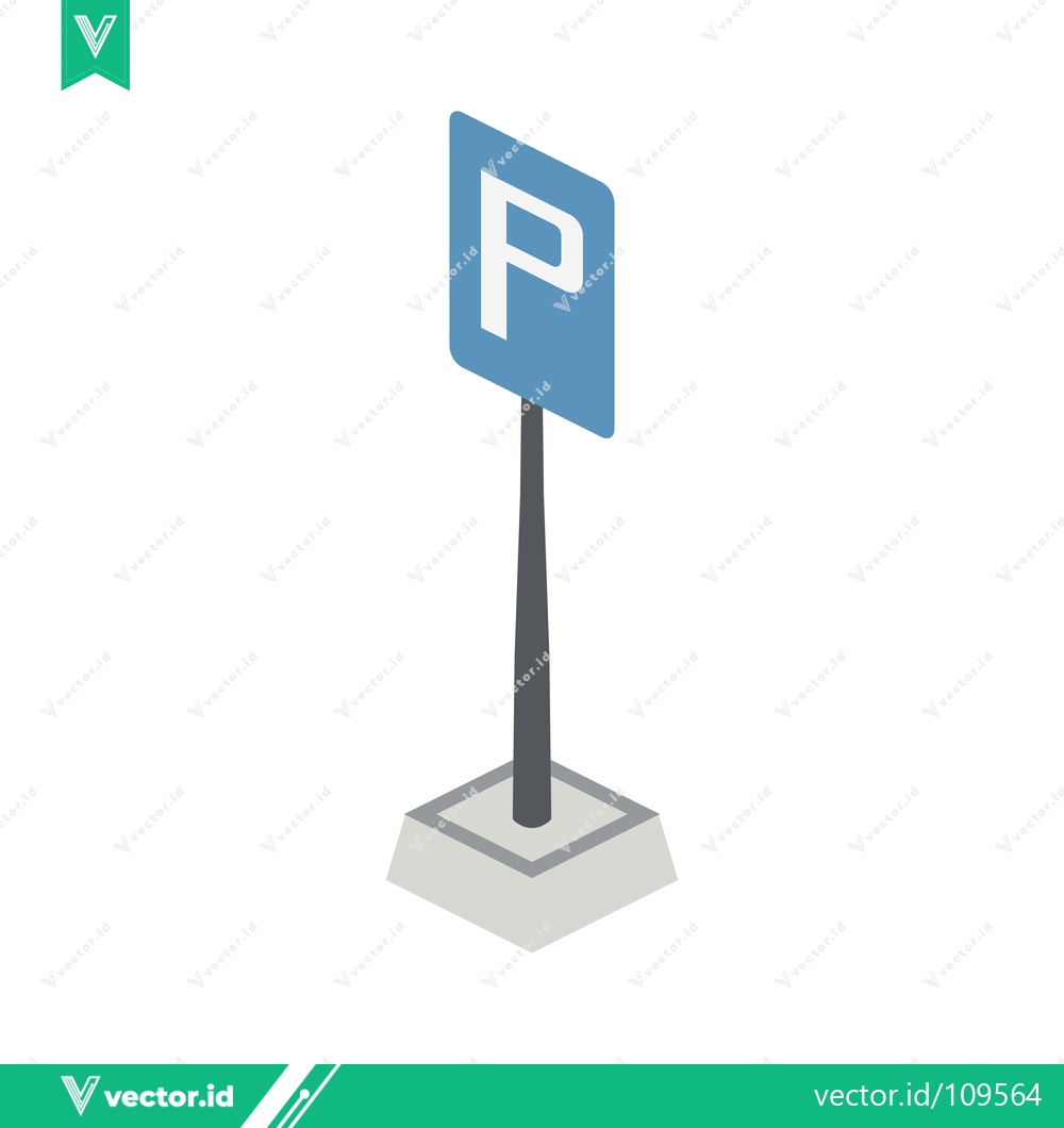Premium Vector of Isometric Parking Sign Icon Vector Illustration