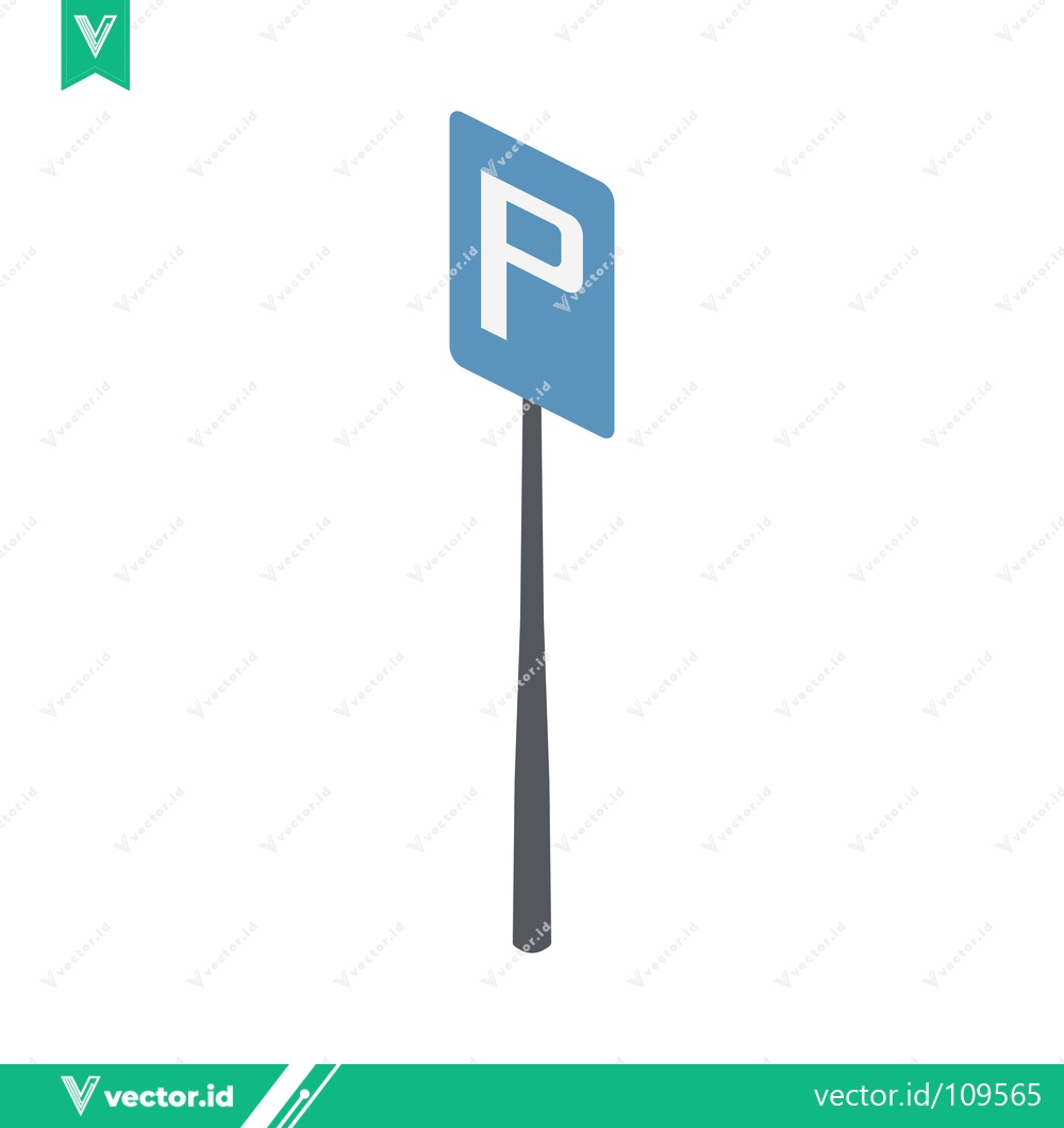 Premium Vector of Isometric parking sign with letter P on blue background
