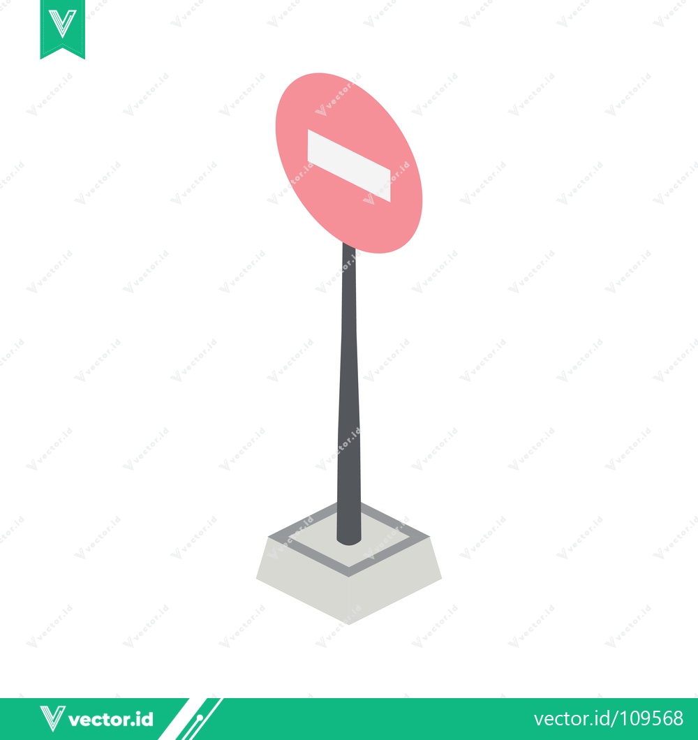 Premium Vector of Isometric prohibition sign on a pole with a base