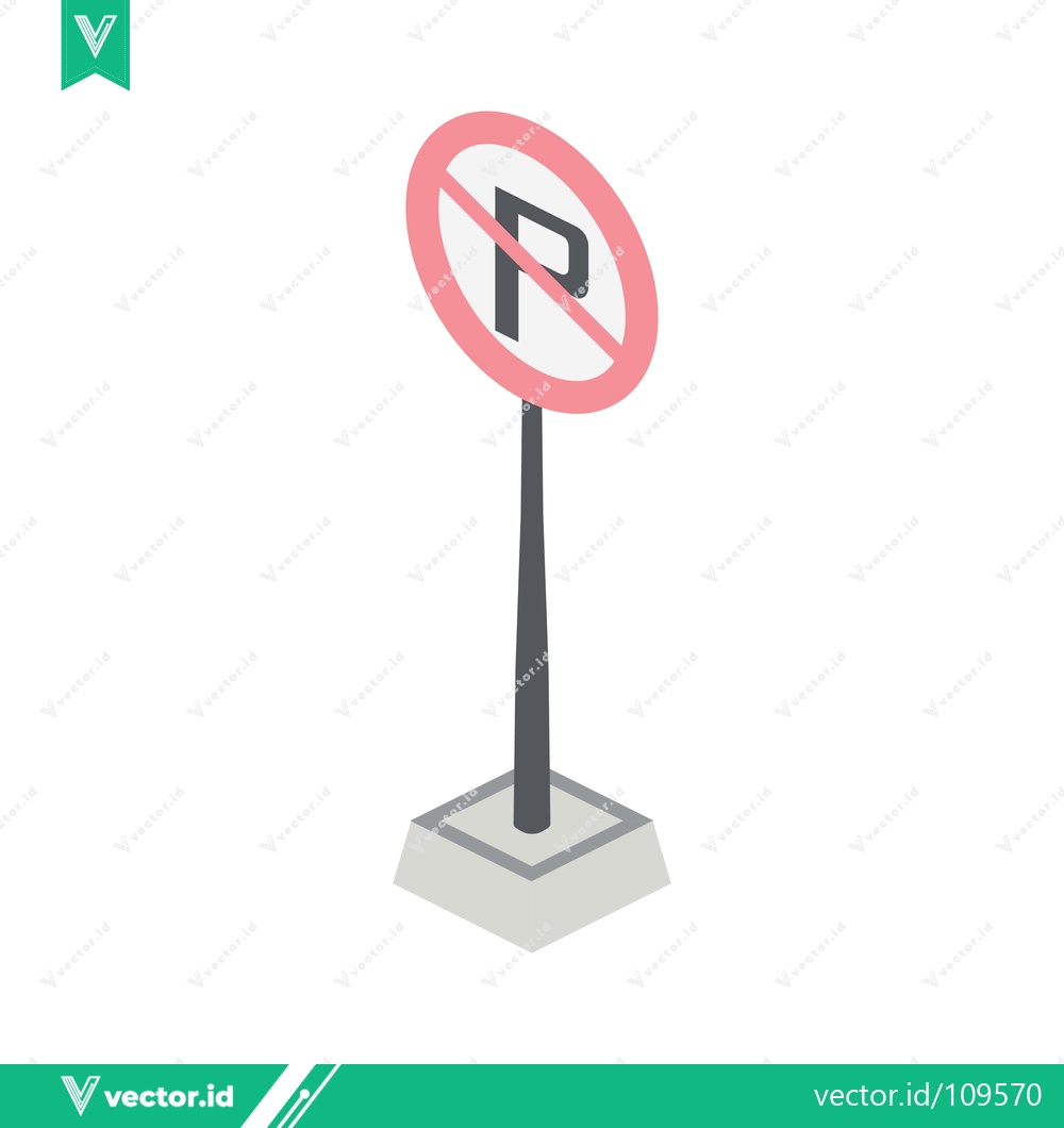 Premium Vector of No Parking Sign Isometric Icon Vector Illustration
