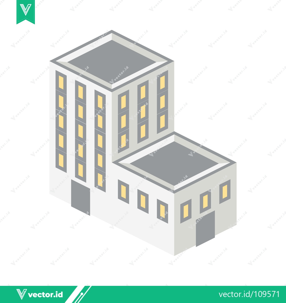 Premium Vector of Isometric Building with Multiple Floors and Windows