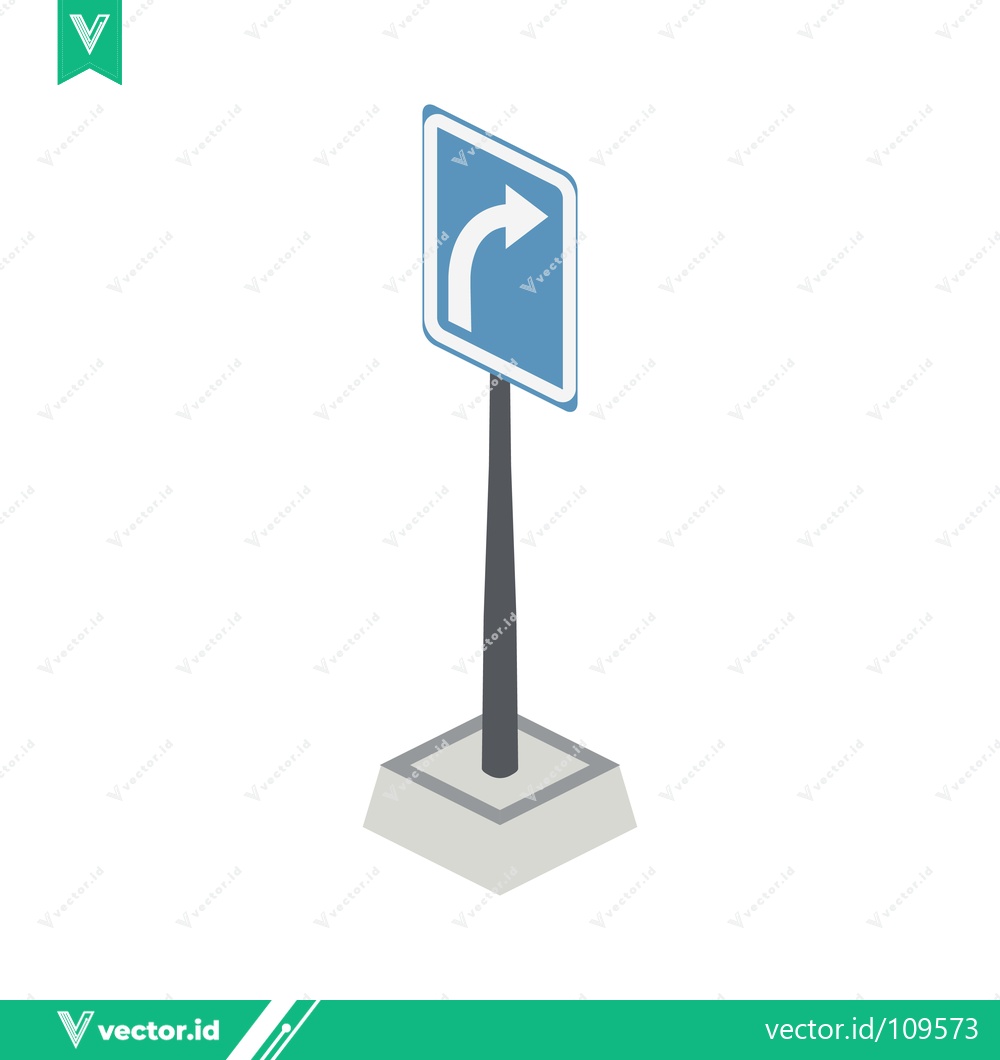 Premium Vector dari Isometric Right Turn Traffic Sign on Pole