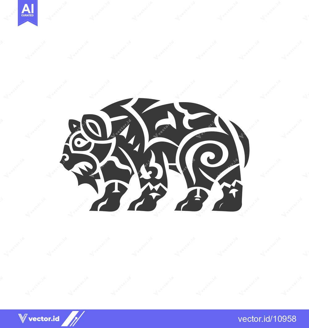 Premium Vector dari Abstract Black and White Bear with Geometric Pattern