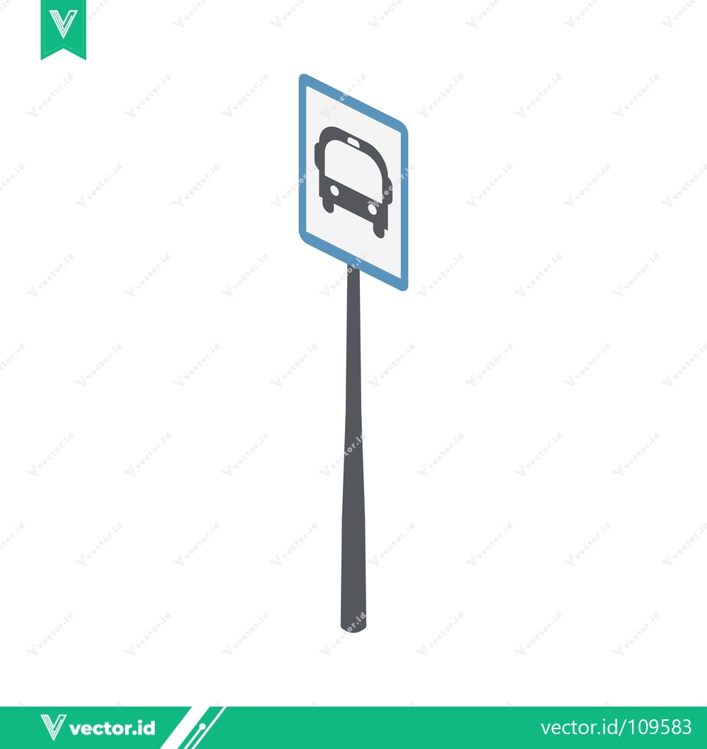 Premium Vector dari Bus Stop Sign Icon Isometric View