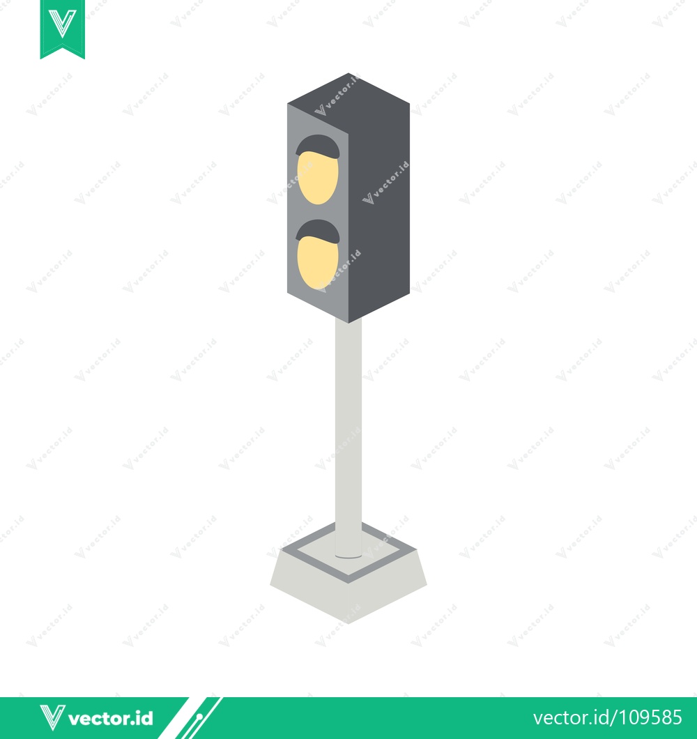 Premium Vector dari Isometric Traffic Light with Yellow Lights On