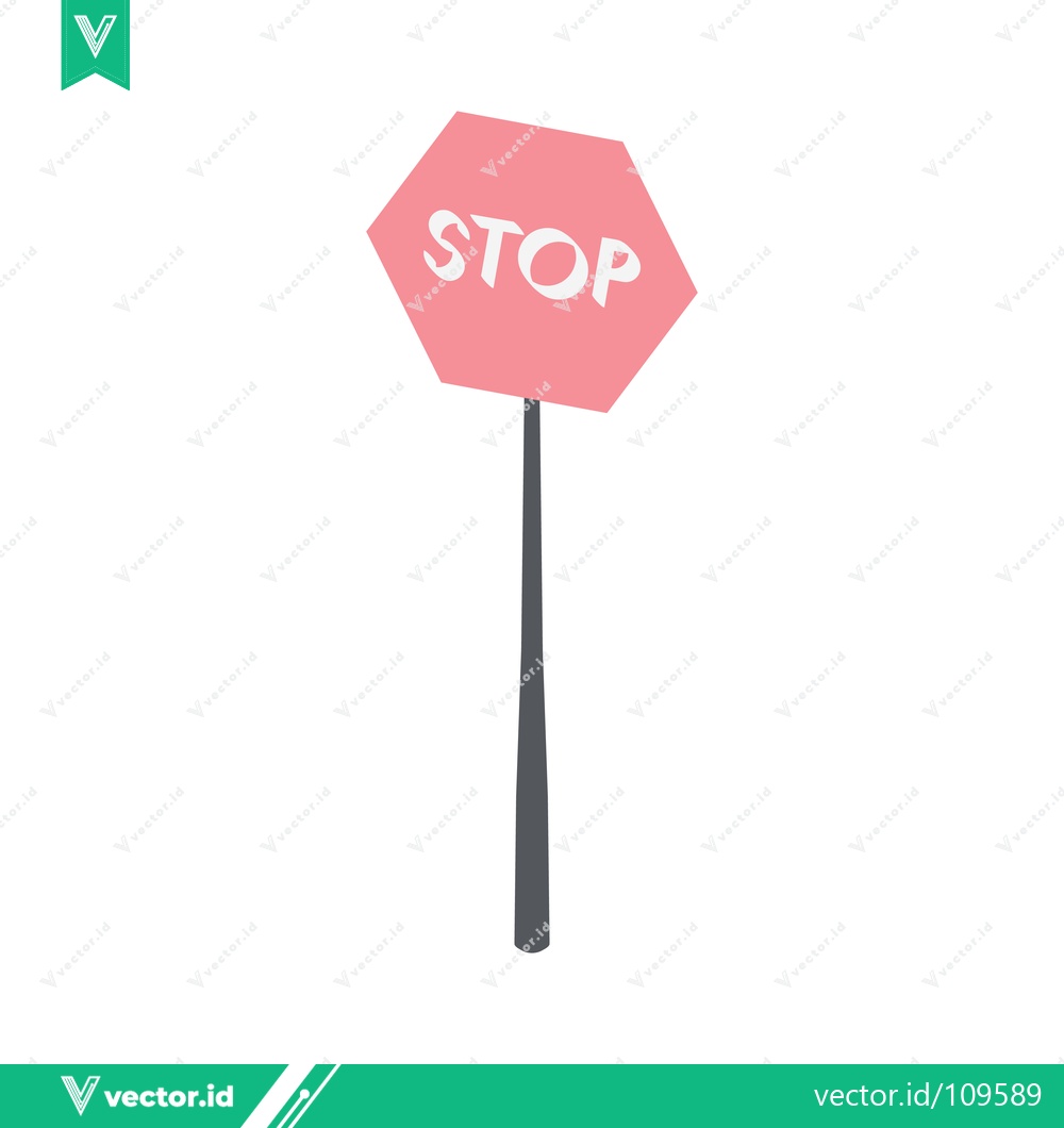 Premium Vector dari Pink Stop Sign on a Pole