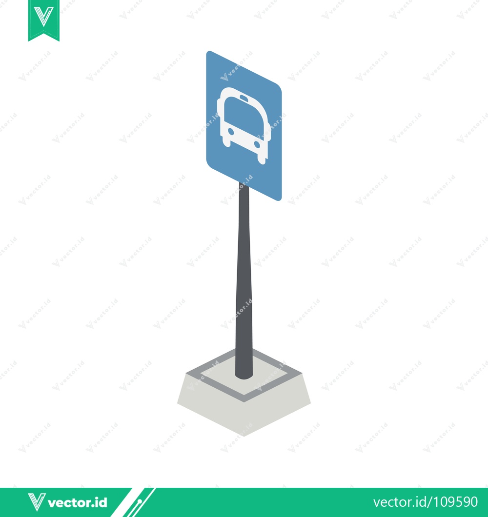 Premium Vector of Isometric Bus Stop Sign Icon Vector Illustration