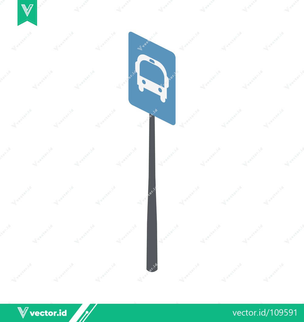 Premium Vector of Bus Stop Sign Icon Isolated on White Background
