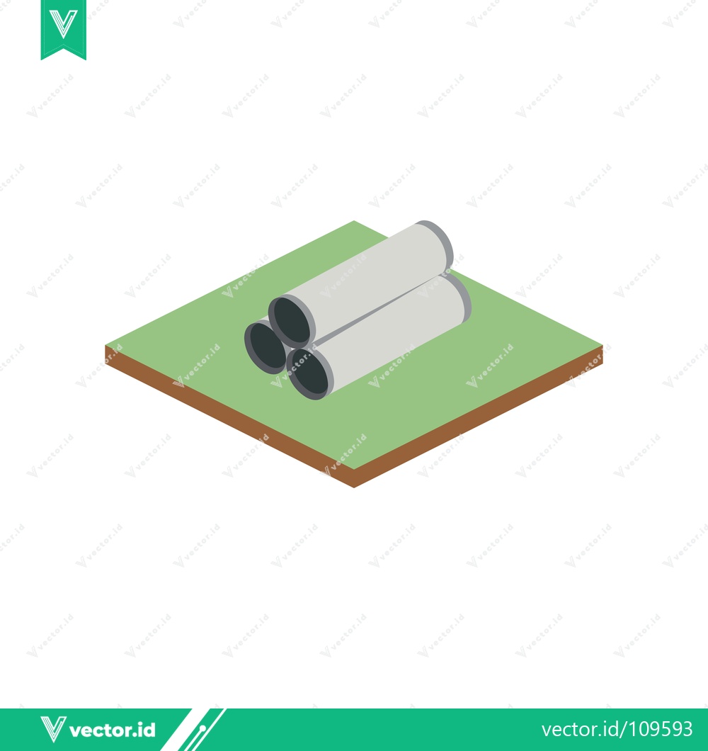 Premium Vector dari Three stacked pipes on a green surface isometric view