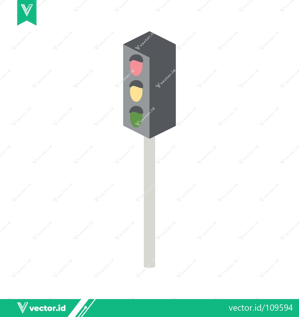 Premium Vector of Isometric Traffic Light Signal on Pole