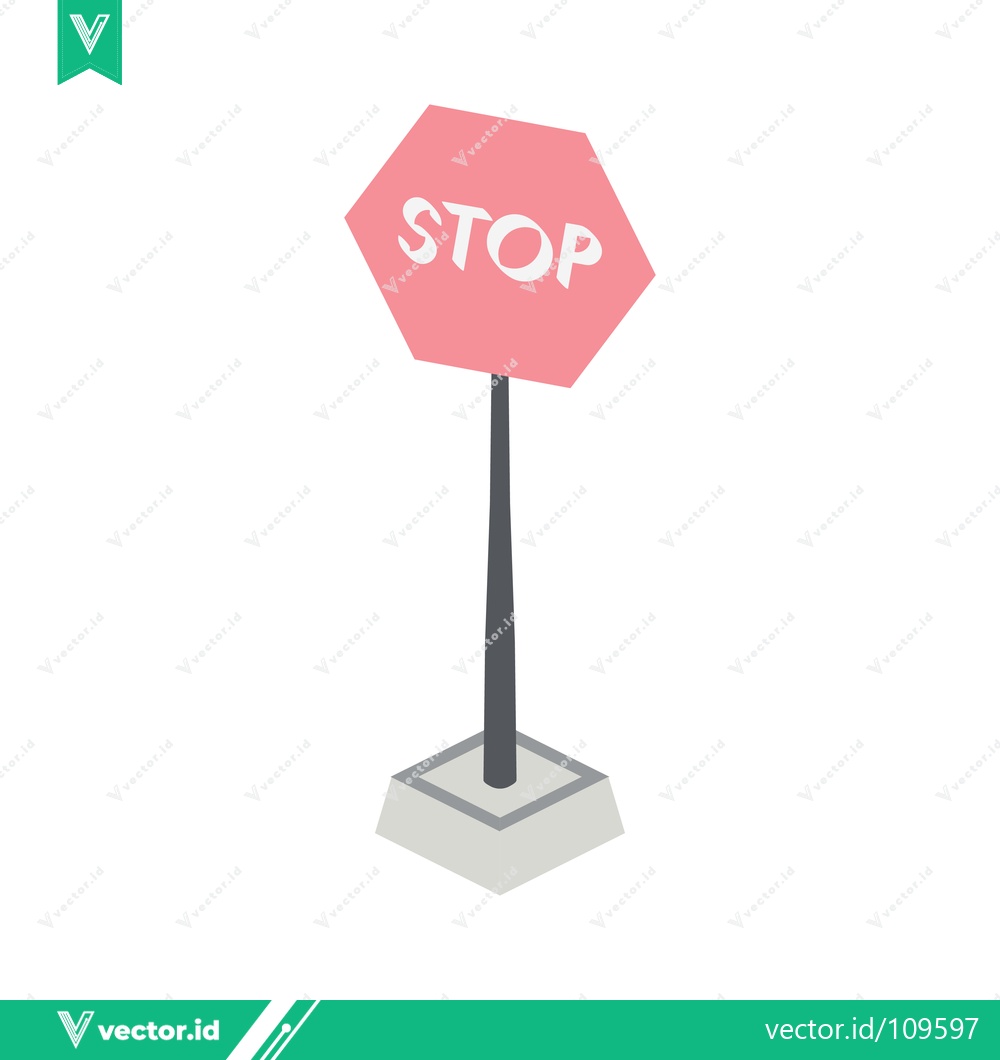 Premium Vector dari Pink Stop Sign on a Pole with Base