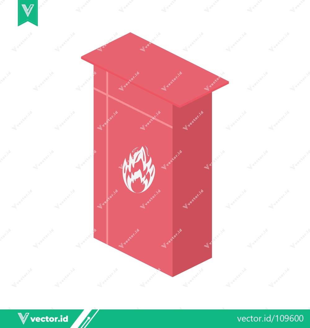 Premium Vector of Isometric Red Fire Hydrant Icon with Flame Symbol
