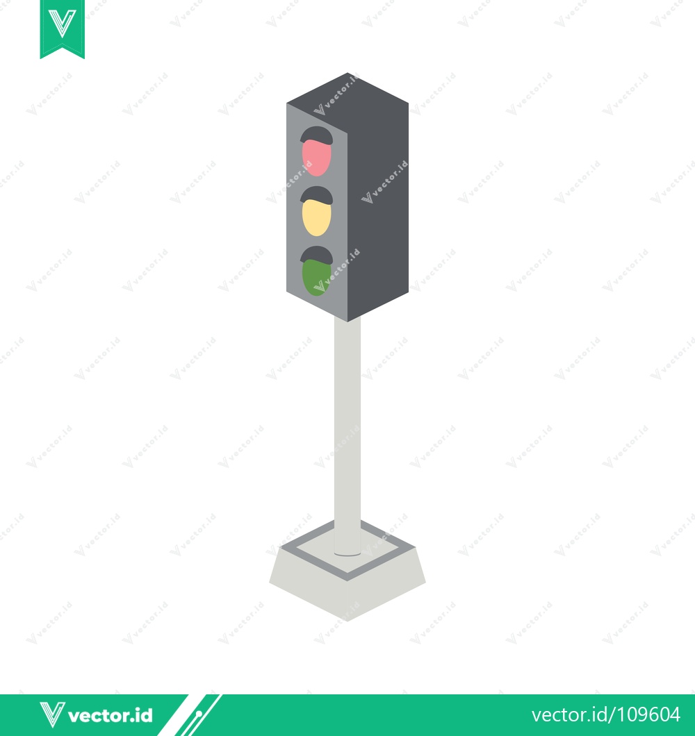 Premium Vector dari Isometric Traffic Light on Pole with Base