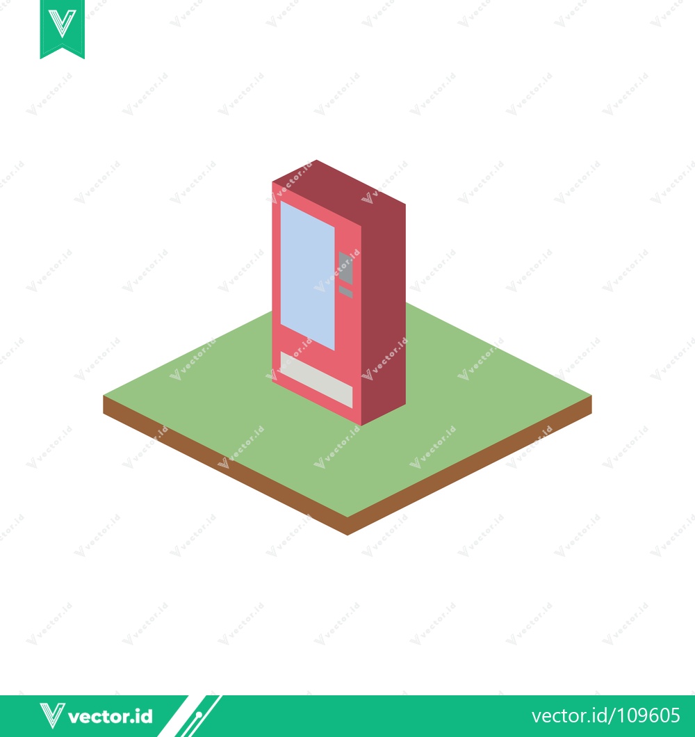 Premium Vector of Isometric Red Digital Kiosk on Green Square Platform