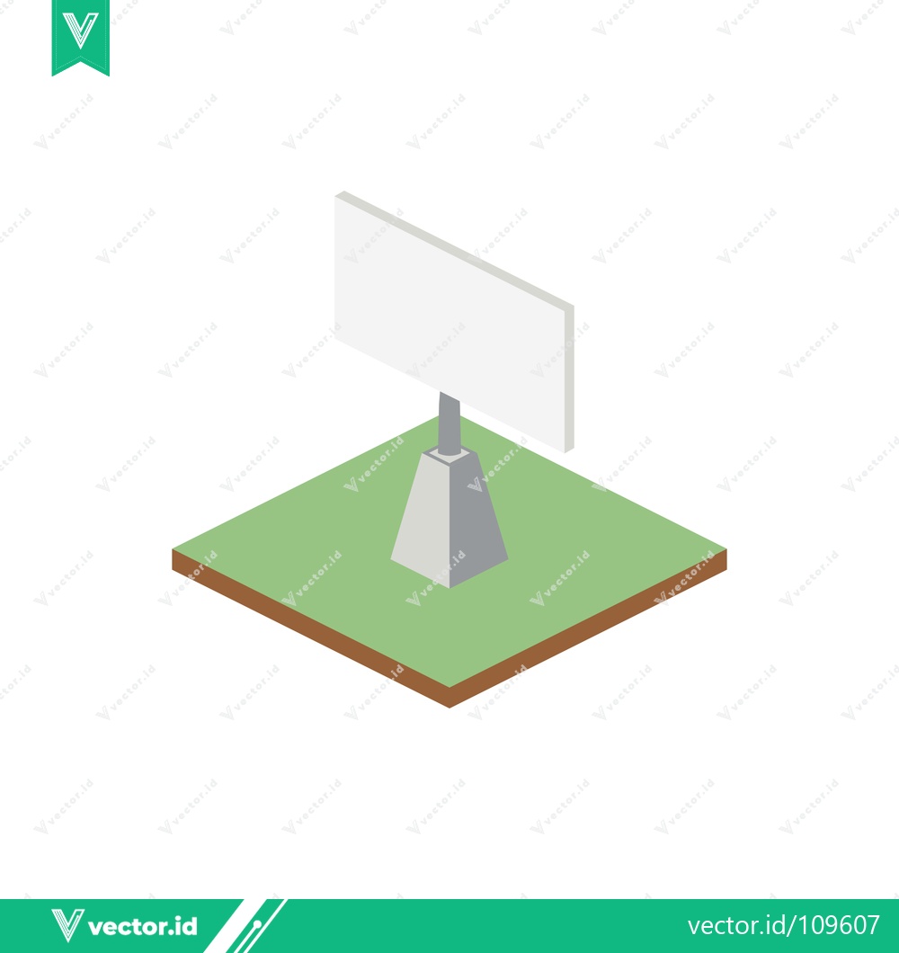 Premium Vector of Isometric Billboard on Green Ground with White Blank Screen